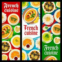 French cuisine restaurant food vertical banners vector