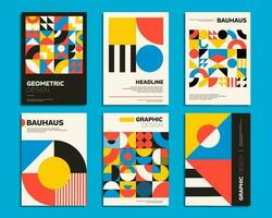 Geometric Bauhaus posters with abstract patterns vector