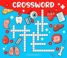 Crossword quiz game with sick body organ diseases vector