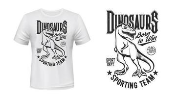 estampado de camiseta de mascota deportiva de dinosaurio tiranosaurio vector