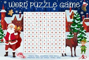 Merry christmas word puzzle worksheet with Santa vector