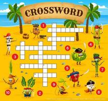 Crossword quiz game grid with vegetable pirates vector