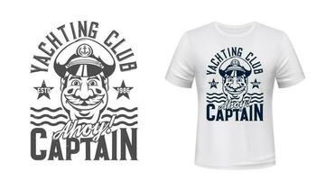 Tshirt print captain yachting club vector mascot