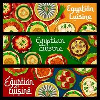 Egyptian cuisine restaurant food banners, dishes vector