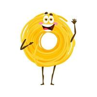 Cartoon italian pasta character waving hand vector