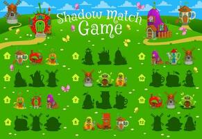 Shadow match game fairytale magic houses riddle vector
