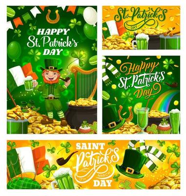 Patricks day spring holiday symbols and lettering