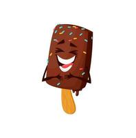 Chocolate ice cream in caramel sprinkles, emoticon vector