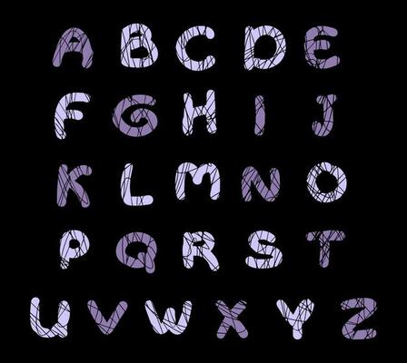 Capital colored cheerful mosaic alphabet letters illustration in doodle style. Isolated vector letters on a white background.