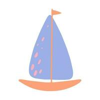 Abstract drawing of a sailboat in doodle style. Vector illustration.