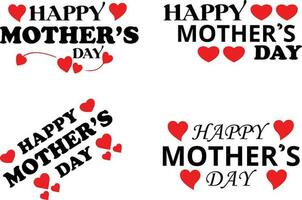 Happy Mothers Day Text Stylish Typographic Inscription With Hearts Vector