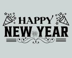 Happy New Year Stylish Typographic Text White Background Inscription vector