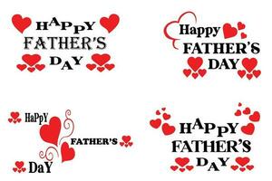 Happy Fathers Day Stylish Typographic Inscription With-Hearts Vector