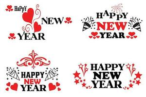 Happy New Year Stylish Typographic Text White Background Inscription vector