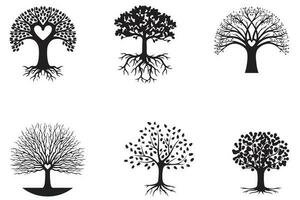 muerto y seco árbol siluetas colección conjunto ilustración vector Arte diseño