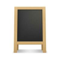Wood board 3d vector mockup, isolated chalkboard