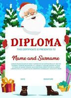 Education school diploma, christmas certificate vector