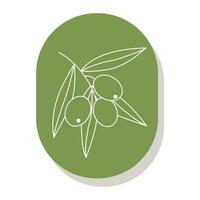 Olives on a branch. Simple logo for your design. Vector illustration.