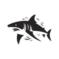 Aggressive shark in ocean logo icon vector