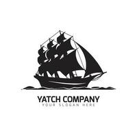 Heavy yacht or ship logo silhouette icon vector template