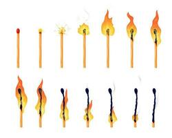 Burning match fire movement animation sequence vector