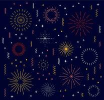 Birthday, Christmas outline holiday fireworks vector