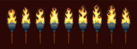ardiente antorcha fuego animación secuencia o lazo vector