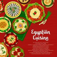 Egyptian cuisine menu cover, Egypt food dishes vector