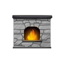 Stone hearth or furnace, smithy forge with fire vector