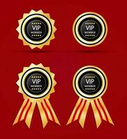 VIP miembro botón con oro estrella, lujo etiqueta certificado, lustroso real privilegio Insignia para personalizado vector
