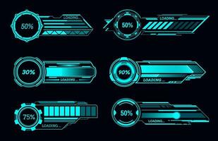 HUD loading bars, SCI FI digital user interface vector