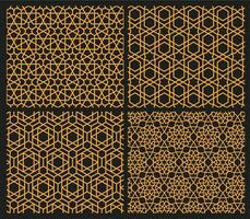 Mashrabiya Arabesque Arabic seamless patterns set vector