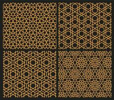 Mashrabiya Arabesque Arabic seamless patterns set vector