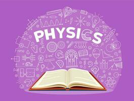 Physics textbook science formulas on school board vector