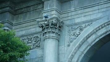 The old buildings view located in Shanghai of the city in China photo