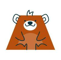 Bear cartoon animal with parallelogram math shape vector