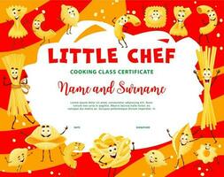 Little chef certificate, cooking class diploma vector