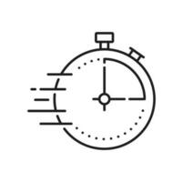 Clock timer outline icon, isolated alarm stopwatch vector