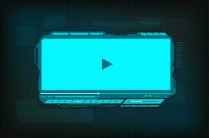 HUD video player futuristic screen interface. vector