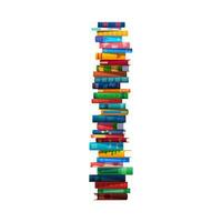 High book stack, isolated vector pile of textbooks