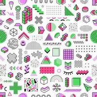 Memphis pattern, seamless background of shapes vector