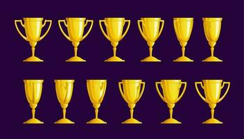 Golden trophy cup sequence, animation sprite sheet vector