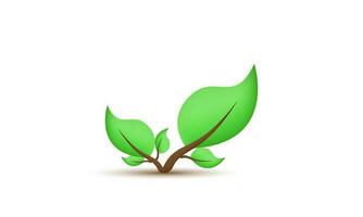 illustration creative 3d icon nature green leaf symbols isolated on background vector