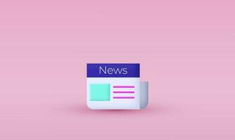 illustration creative 3d icon Minimal news and newspaper concept symbols isolated on background vector