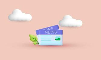 illustration vector 3d icon news update newspaper information symbols isolated on background