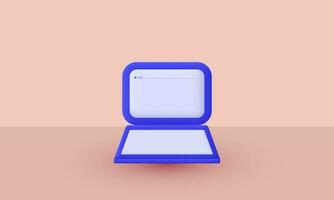 illustration creative 3d icon personal computer laptop screen concept symbols isolated on background vector