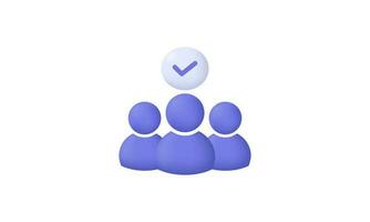 illustration creative group team check mark 3d vector symbols isolated on background