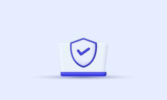 illustration creative icon laptop computer security shield data 3d vector symbols isolated on background