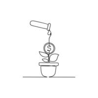 One continuous line drawing of business growth design concept. Business illustration in simple linear style. Business design concept vector illustration