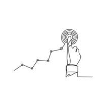 One continuous line drawing of business chart design concept. Business growth illustration in simple linear style. Business design concept vector illustration